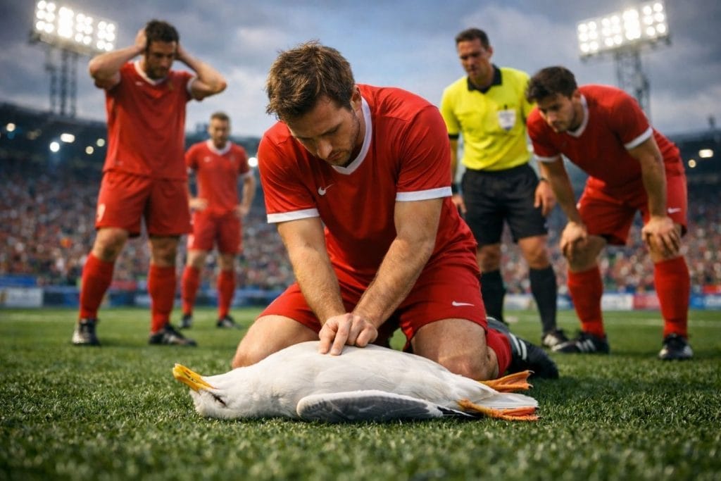 Football : Joueur Sauve une Mouette