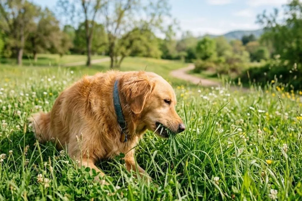 pourquoi mon chien mange de l'herbe